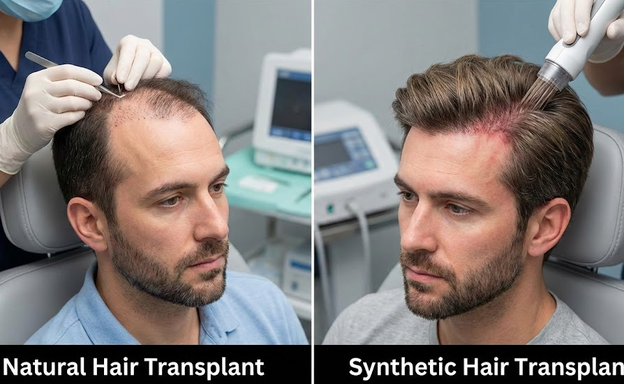 الفرق بين زراعة الشعر الطبيعي وزراعة الشعر الصناعي