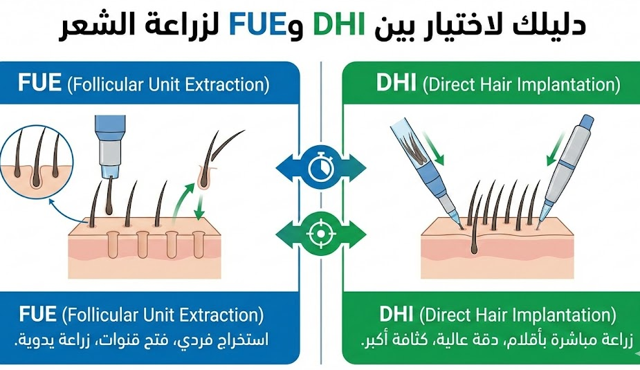 دليلك لاختيار بين DHI وFUE لزراعة الشعر